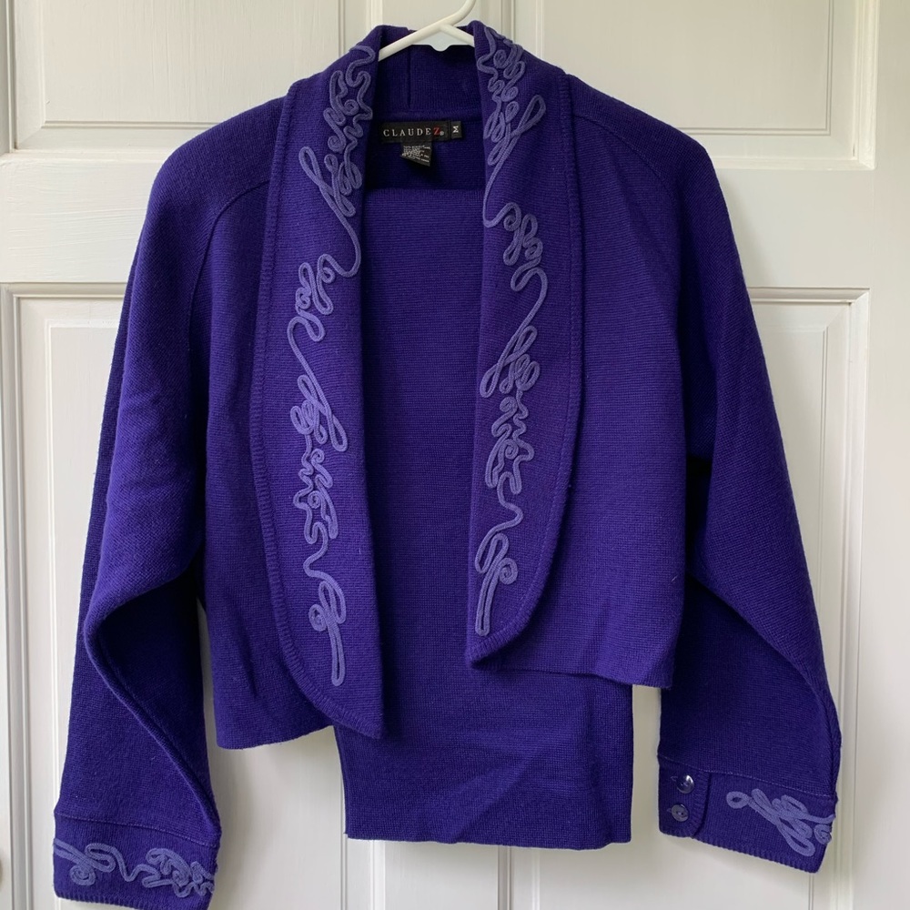 Purple Bolero Jacket Skirt Outfit by Claude Z sz M
